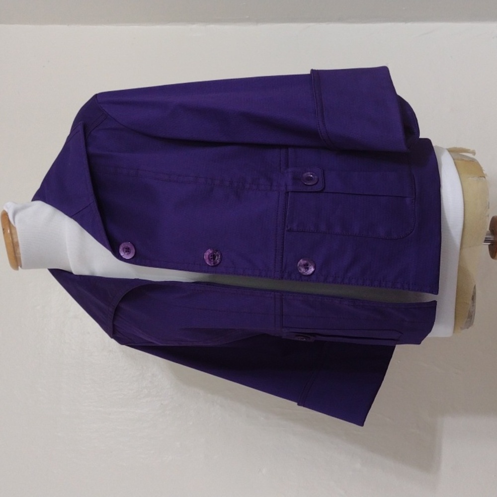 Escada Vintage Purple Short Trench Jacket w Pockets Size 34